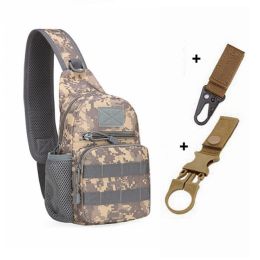 Tactical Shoulder Bag; Molle Hiking Backpack For Hunting Camping Fishing; Trekker Bag - ACU And 2 Hooks