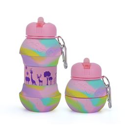 550ML Collapsible Water Bottles Outdoor Sports Fold Water Cup Silicone Leakproof Portable Kettle Travel Children Adult Bottle - 550ML - F