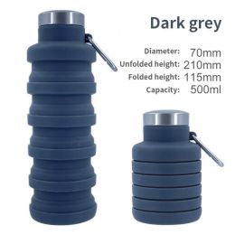 500ml outdoor retractable water bottle portable collapsible silica gel sports cup - as shown - A05 500ML