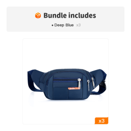 Casual Multifunctional Waist Bag; Adjustable Durable Large Capacity Messenger Bag For Outdoor Sports Running Walking - Deep Blue*3