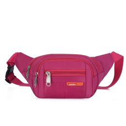 Casual Multifunctional Waist Bag; Adjustable Durable Large Capacity Messenger Bag For Outdoor Sports Running Walking - Rose Red