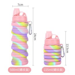 500ML Large Capacity Silicone Sports Water Bottle Outdoor Folding Water Cup For Climbing Travel - 500ml Pink-A