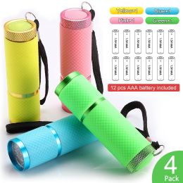 Glow In Dark Flashlight; Rubber Coated Mini 9 LED Flashlight; Portable Handy Light For Camping; Hiking; Night Reading; Cycling; Backpacking - 4Colors