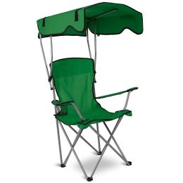 Foldable Beach Canopy Chair Sun Protection Camping Lawn Canopy Chair 330LBS Load Folding Seat - Green