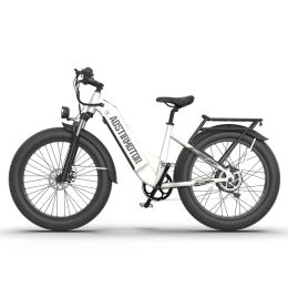 AOSTIRMOTOR new pattern 26" 1000W Electric Bike Fat Tire 52V30AH Removable Lithium Battery for Adults(white) - as Pic