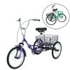 Adult Folding Tricycle ; Foldable 20 inch 3 Wheel Bikes; Single Speed Portable Cruiser Bicycles with Shopping Basket for Seniors; Women; Men - as Pic