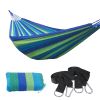 75"x59" Garden Camping Hammock Swing Bed 450lbs Capacity w/ Tree Strap Hiking Travel - Blue - 79" x 31" (Single Person)