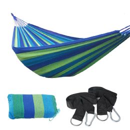 75"x59" Garden Camping Hammock Swing Bed 450lbs Capacity w/ Tree Strap Hiking Travel - Blue - 79" x 31" (Single Person)