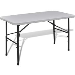 vidaXL Foldable Garden Table 48" HDPE White - White