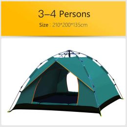 Automatic Hexagonal Tent Multi-Person Double-Layer Outdoor Camping Rain Tent - Green - S