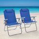 2-Pack Reclining 4-Position Oversize Beach Chair; Blue - Blue - Steel; Polyester; Plastic