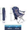 Outdoor Reclining Camping Chair 3 Position Folding Lawn Chair Supports 350 lbs - Blue & Grey