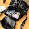 Women Girls Leather Backpack Shoulder School Shoulder Satchel HandBag Travel - Black