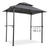 Outdoor Grill Gazebo 8 x 5 Ft; Shelter Tent; Double Tier Soft Top Canopy and Steel Frame with hook and Bar Counters; Grey - as picture