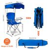 Foldable Beach Canopy Chair Sun Protection Camping Lawn Canopy Chair 330LBS Load Folding Seat - Blue