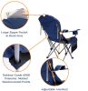 Outdoor Reclining Camping Chair 3 Position Folding Lawn Chair Supports 350 lbs - Blue & Brown