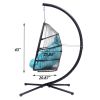 Hanging Egg Swing Chair with Stand Hammock Chair with Soft Cushion and Pillow for Backyard, Garden, Patio XH - Blue