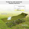 Folding Camping Cot with Side Storage Pocket Detachable Headrest - Green