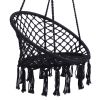 Hammock Chair Macrame Swing Max 330 Lbs Hanging Cotton Rope Hammock Swing Chair for Indoor and Outdoor - Black