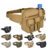 Tactical Waist Bag Denim Waistbag With Water Bottle Holder For Outdoor Traveling Camping Hunting Cycling - Army Green