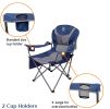 Outdoor Reclining Camping Chair 3 Position Folding Lawn Chair Supports 350 lbs - Blue & Grey