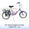 Adult Folding Tricycle ; Foldable 20 inch 3 Wheel Bikes; Single Speed Portable Cruiser Bicycles with Shopping Basket for Seniors; Women; Men - as pict