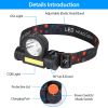 LED Headlight Super Bright Head Torch USB Rechargeable Headlamp  - Black