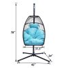 Hanging Egg Swing Chair with Stand Hammock Chair with Soft Cushion and Pillow for Backyard, Garden, Patio XH - Blue