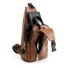 Men Chest Bag PU Leather Sling Fanny Pack Shoulder Backpack w USB Charging Port - Light Brown