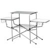 BBQ Camp Table Foldable Portable Grilling Stand Outdoor Camping Hiking Picnic - silver - Aluminum + Steel + MDF