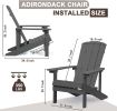 HIPS Adirondack Chairs Set of 2; Weather Resistant Plastic Fire Pit Chairs for Patio Deck - Gray - High Impact Polystyrene