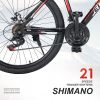 S26102 Elecony 26 Inch Mountain Bike; Shimano 21 Speeds with Mechanical Disc Brakes; High-Carbon Steel Frame; Suspension MTB Bikes Mountain Bicycle fo