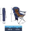 Outdoor Reclining Camping Chair 3 Position Folding Lawn Chair Supports 350 lbs - Blue & Brown