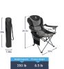 Outdoor Reclining Camping Chair 3 Position Folding Lawn Chair Supports 350 lbs - Black & Grey