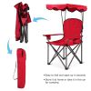 Portable Folding Beach Canopy Chair with Cup Holders - Red