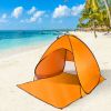 Pop Up Beach Tent Sun Shade Shelter Anti-UV Automatic Waterproof Tent Canopy for 2/3 Man w/ Net Window Storage Bag - Orange