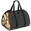 Outdoor Canvas Firewood Storage Bag Logging Tote Bag - Black