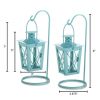 Home Decor Indoor/Outdoor Simple Yet Elegant Square Lantern Set Of 2  - Light Blue - Candle Lanterns