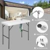 Folding Cleaning Sink Faucet Cutting Camping Table with Sprayer - white