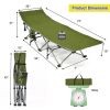 Folding Camping Cot with Side Storage Pocket Detachable Headrest - Green